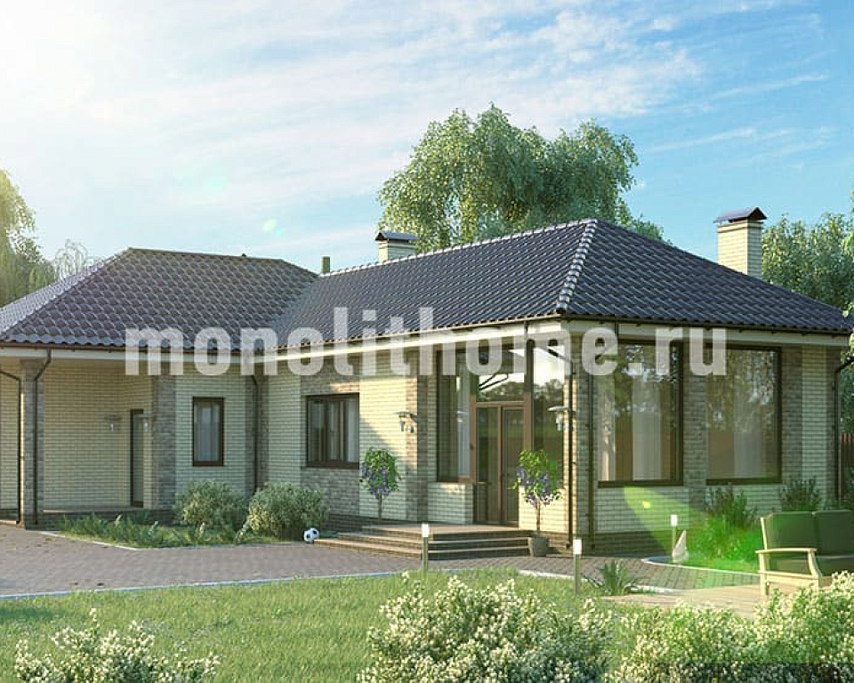 Проект дома из несъемной опалубки Атланта-2 одноэтажный 13х13 ...